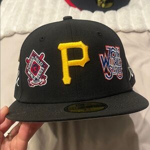 New Era Black Cap with Yellow and Multicolor Patches